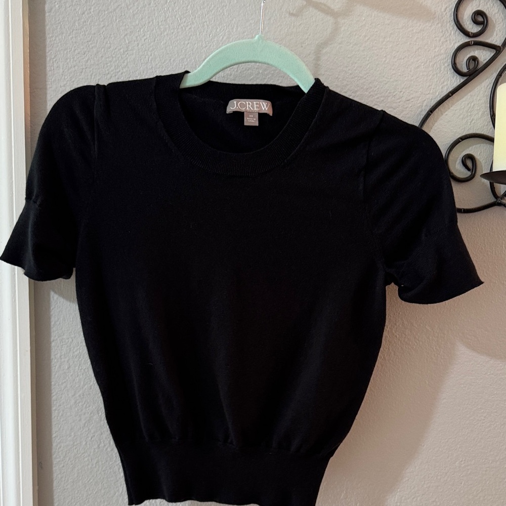 J. Crew Elegant Black Short Sleeve Sweater NWOT